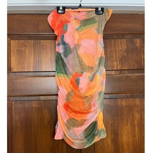 SHEIN ICON Rhinestone Cutout Front Tie Dye Tube Bodycon Dress Medium